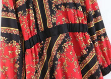 Load image into Gallery viewer, Autumn Long Sleeve Print V-Neck Elastic Waist Split Dress