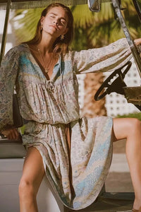 Spring New Boho Retro Positioning Print Holiday Dress