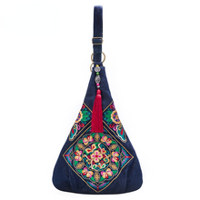 Load image into Gallery viewer, Tibetan embroidery bag ethnic style single shoulder bag women&#39;s bag retro embroidery wandering bag fashion denim canvas bag