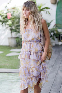 Summer Bohemian Holiday Style Print Sling Cake Dress