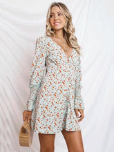 Load image into Gallery viewer, V-neck Floral Long Sleeves Button Front Midi Dress