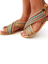 Load image into Gallery viewer, Ethnic Style Flat Large Size Sandals