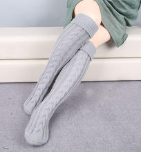 Load image into Gallery viewer, Wool legs leg warp knit Christmas boots over the knee diagonal 8 pattern twist floor socks