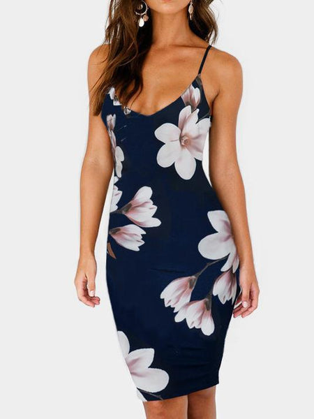 Floral Print Spaghetti Strap Beach Mini Dress