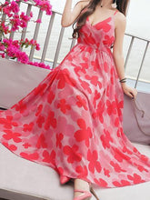 Load image into Gallery viewer, Sexy Chiffon Spaghetti Strap Floral Print Beach Maxi Long Dress