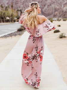 Floral Off Shoulder Ruffle Maxi Dress