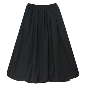 Black Vintage High Waist Pleated Skirt Women Plus Size Fashion Drawstring Loose Casual Midi Skirts Clothes Autumn Winter