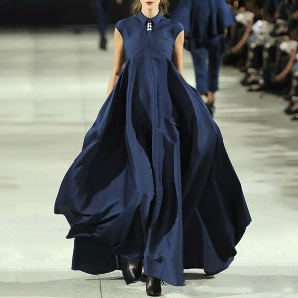 Bohemain Maxi Long Dress Vintage Turn-down Collar Dress Casual Robe Femme 2022 Casual Vestidos Femininas