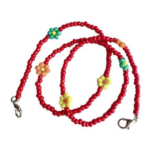 Load image into Gallery viewer, Bohemian Colorful Beaded Face Mask Holder Chain Rainbow Flower Eyeglass Necklace 77HE