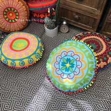 Load image into Gallery viewer, Bohemian Tatami Cushion Cute Pillow  Fluffy Pillow   Embroidered Futon Chair Cushion Round Tassel with Core  Pillow Decorative