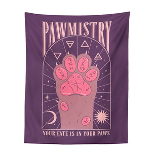Cat Paws Tapestry Witchcraft Tarot Tapestry Bohemian Style Decoration Home Decoration Hippie Mattress Girls Dorm Room Decor