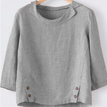 Load image into Gallery viewer, Cotton Linen New Women Spring/Autumn Plus Size 5XL Long Sleeve Button Solid Color Casual T Shirts Women Fashion Clothing