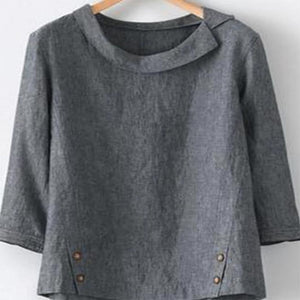 Cotton Linen New Women Spring/Autumn Plus Size 5XL Long Sleeve Button Solid Color Casual T Shirts Women Fashion Clothing