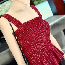 Load image into Gallery viewer, 3 colors sexy slim pleated camisole tops for vacation beach holiday