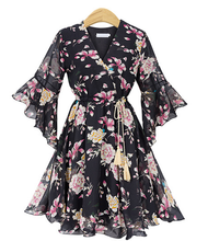 Load image into Gallery viewer, Floral V Neck Beach Chiffon Dress