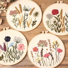 Load image into Gallery viewer, DIY Embroidery Starter Kit With European Pattern and Instructions Cross Stitch Set Flowers Plant Stamped Embroidery Kits With Hoops