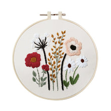 Load image into Gallery viewer, DIY Embroidery Starter Kit With European Pattern and Instructions Cross Stitch Set Flowers Plant Stamped Embroidery Kits With Hoops