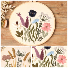 Load image into Gallery viewer, DIY Embroidery Starter Kit With European Pattern and Instructions Cross Stitch Set Flowers Plant Stamped Embroidery Kits With Hoops