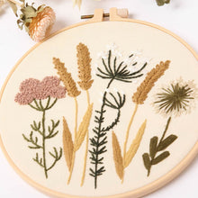 Load image into Gallery viewer, DIY Embroidery Starter Kit With European Pattern and Instructions Cross Stitch Set Flowers Plant Stamped Embroidery Kits With Hoops