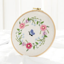 Load image into Gallery viewer, DIY Embroidery Starter Kit With European Pattern and Instructions Cross Stitch Set Flowers Plant Stamped Embroidery Kits With Hoops