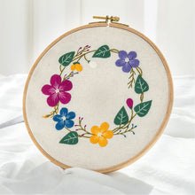 Load image into Gallery viewer, DIY Embroidery Starter Kit With European Pattern and Instructions Cross Stitch Set Flowers Plant Stamped Embroidery Kits With Hoops