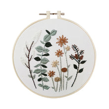 Load image into Gallery viewer, DIY Embroidery Starter Kit With European Pattern and Instructions Cross Stitch Set Flowers Plant Stamped Embroidery Kits With Hoops