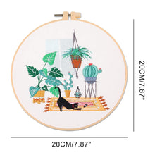 Load image into Gallery viewer, DIY Embroidery Starter Kit With European Pattern and Instructions Cross Stitch Set Flowers Plant Stamped Embroidery Kits With Hoops