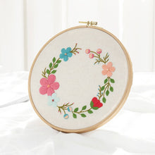 Load image into Gallery viewer, DIY Embroidery Starter Kit With European Pattern and Instructions Cross Stitch Set Flowers Plant Stamped Embroidery Kits With Hoops