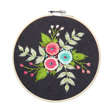 Load image into Gallery viewer, DIY Embroidery Starter Kit With European Pattern and Instructions Cross Stitch Set Flowers Plant Stamped Embroidery Kits With Hoops