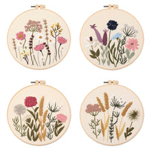 Load image into Gallery viewer, DIY Embroidery Starter Kit With European Pattern and Instructions Cross Stitch Set Flowers Plant Stamped Embroidery Kits With Hoops