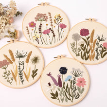 Load image into Gallery viewer, DIY Embroidery Starter Kit With European Pattern and Instructions Cross Stitch Set Flowers Plant Stamped Embroidery Kits With Hoops