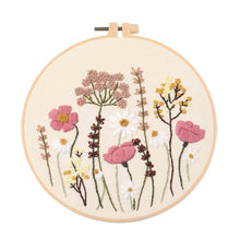 Load image into Gallery viewer, DIY Embroidery Starter Kit With European Pattern and Instructions Cross Stitch Set Flowers Plant Stamped Embroidery Kits With Hoops