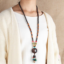 Load image into Gallery viewer, Ethnic Style Vintage Wooden Bead Necklace, Nepalese Style, Handmade and Creative Pendant Jewelry,Sweater necklace For women