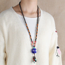 Load image into Gallery viewer, Ethnic Style Vintage Wooden Bead Necklace, Nepalese Style, Handmade and Creative Pendant Jewelry,Sweater necklace For women