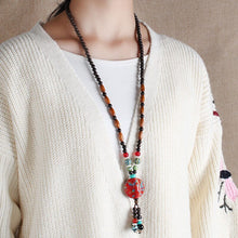 Load image into Gallery viewer, Ethnic Style Vintage Wooden Bead Necklace, Nepalese Style, Handmade and Creative Pendant Jewelry,Sweater necklace For women