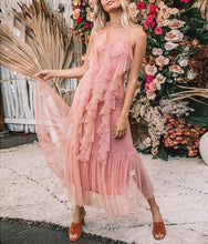 Load image into Gallery viewer, Boho Mesh Pink Ruffles 2 Pieces Sets Dress