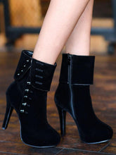 Load image into Gallery viewer, Suede-breasted high-heeled ankle boots