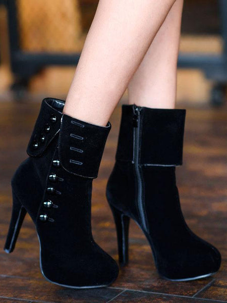 Suede-breasted high-heeled ankle boots