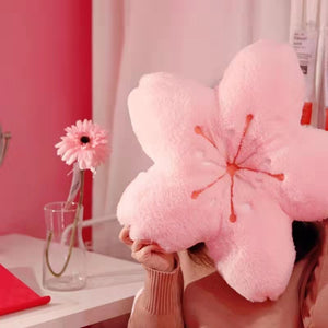 Cherry blossoms Stuffed Flower Plush Cushion Girly Room Decor Sunflower Pillow Pink Flower for Girls Bedroom Seat Pillow