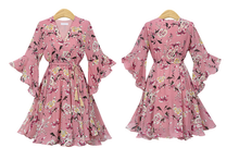 Load image into Gallery viewer, Floral V Neck Beach Chiffon Dress