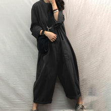 Load image into Gallery viewer, Women Jumpsuit 2022 Female Oversized Romper Autumn Loose Pockets Overalls  Casual Solid Stand Collar Bottom