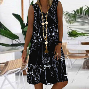 Women's Dresses Sleeveless V-neck Boho Print Midi Dress