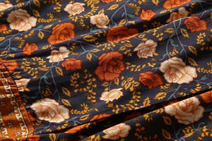 Print Boho Maxi V-Neck with Tie Hippie Chic Women  Casual Long Sleeve Autumn Dress