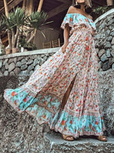 Load image into Gallery viewer, Off-the-shoulder Bohemia Maxi Chiffon Floral Print Dress Beach Style Vacation Dress