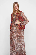 Load image into Gallery viewer, Boho Autumn Orang Floral Embroidery Sleeveless Outerwear Jacket