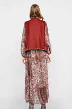 Load image into Gallery viewer, Boho Autumn Orang Floral Embroidery Sleeveless Outerwear Jacket