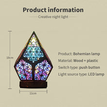 Load image into Gallery viewer, Wooden Hollow LED Projection Night Lamp Bohemian Colorful Projector Desk Lamp Household Home Decor Holiday Atmosphere Lighting