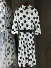 Load image into Gallery viewer, Slim Black And White Dot Long Dress With Big Swing