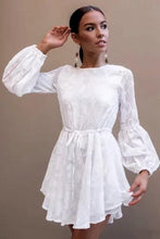Load image into Gallery viewer, Lace-paneled Temperament Waist Long-sleeved Dress