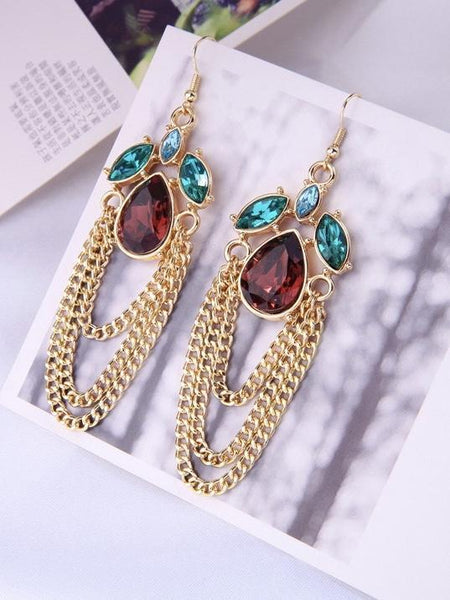 Vintage Retro Water Drops Tassel Earrings Simple Wild Earrings for Evening Party